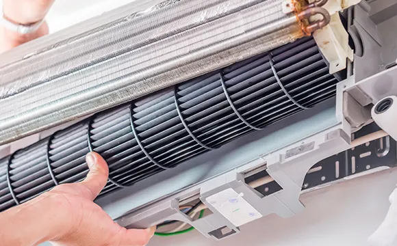 Modern indoor wall-mounted AC unit, highlighting reliable air conditioning solutions.